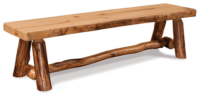 Fireside Log Furniture 72 inch Flat Bench Aspen