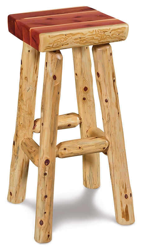 Fireside Log Furniture Flat Bar Stool Red Cedar